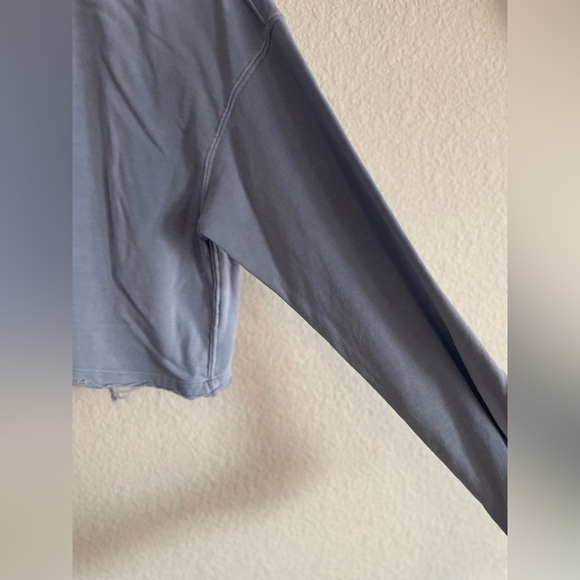 Cotton On Blue Cropped Crew Neck Sweatshirt fringed size M - Picture 3 of 4